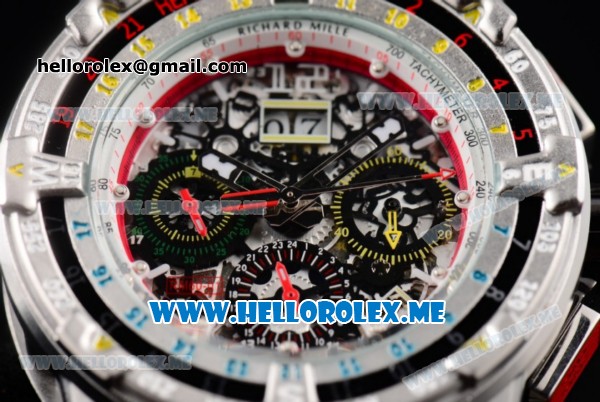 Richard Mille RM 60-01 Asia 2813 Automatic Steel Case with Skeleton Dial and Red Rubber Strap Dot/Arabic Numeral Markers (EF) - Click Image to Close